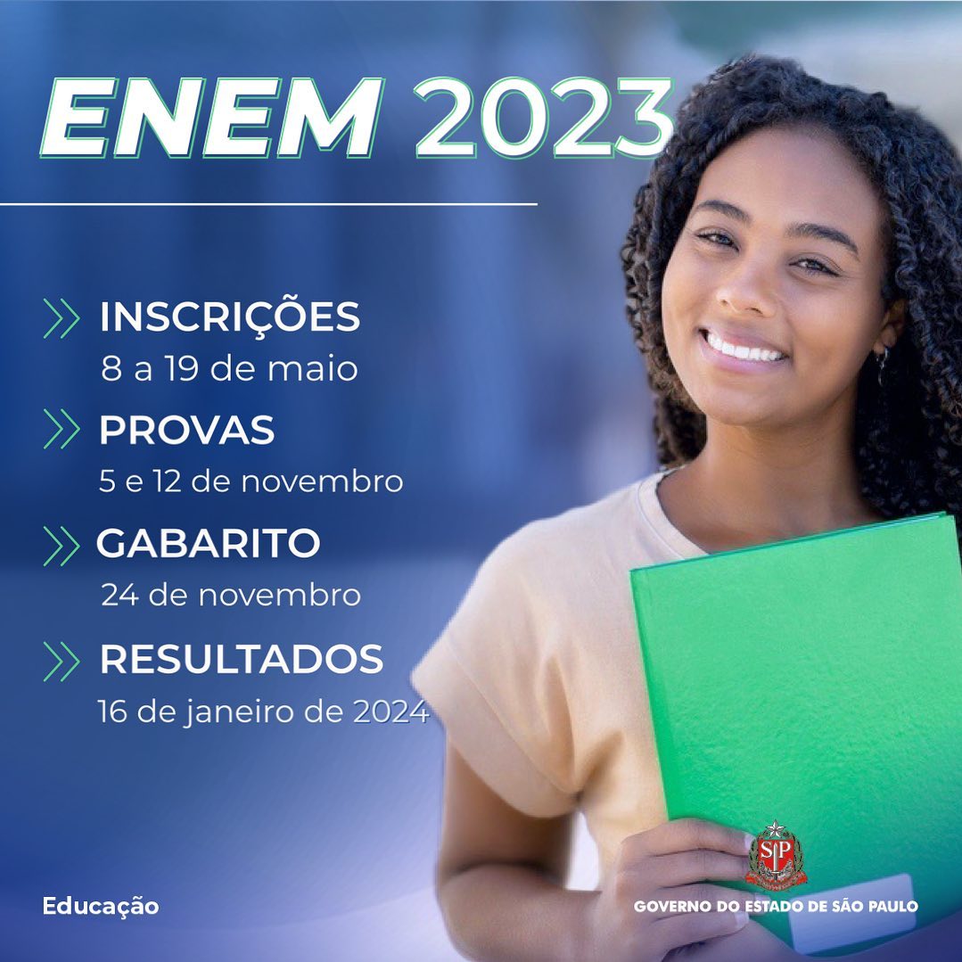 Datas ENEM 2023 – Diretoria de Ensino – Região Araçatuba
