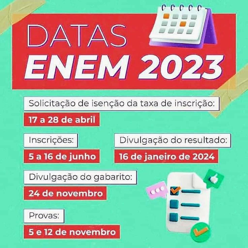 Datas ENEM 2023 Unidade Regional De Ensino De Ara atuba URE