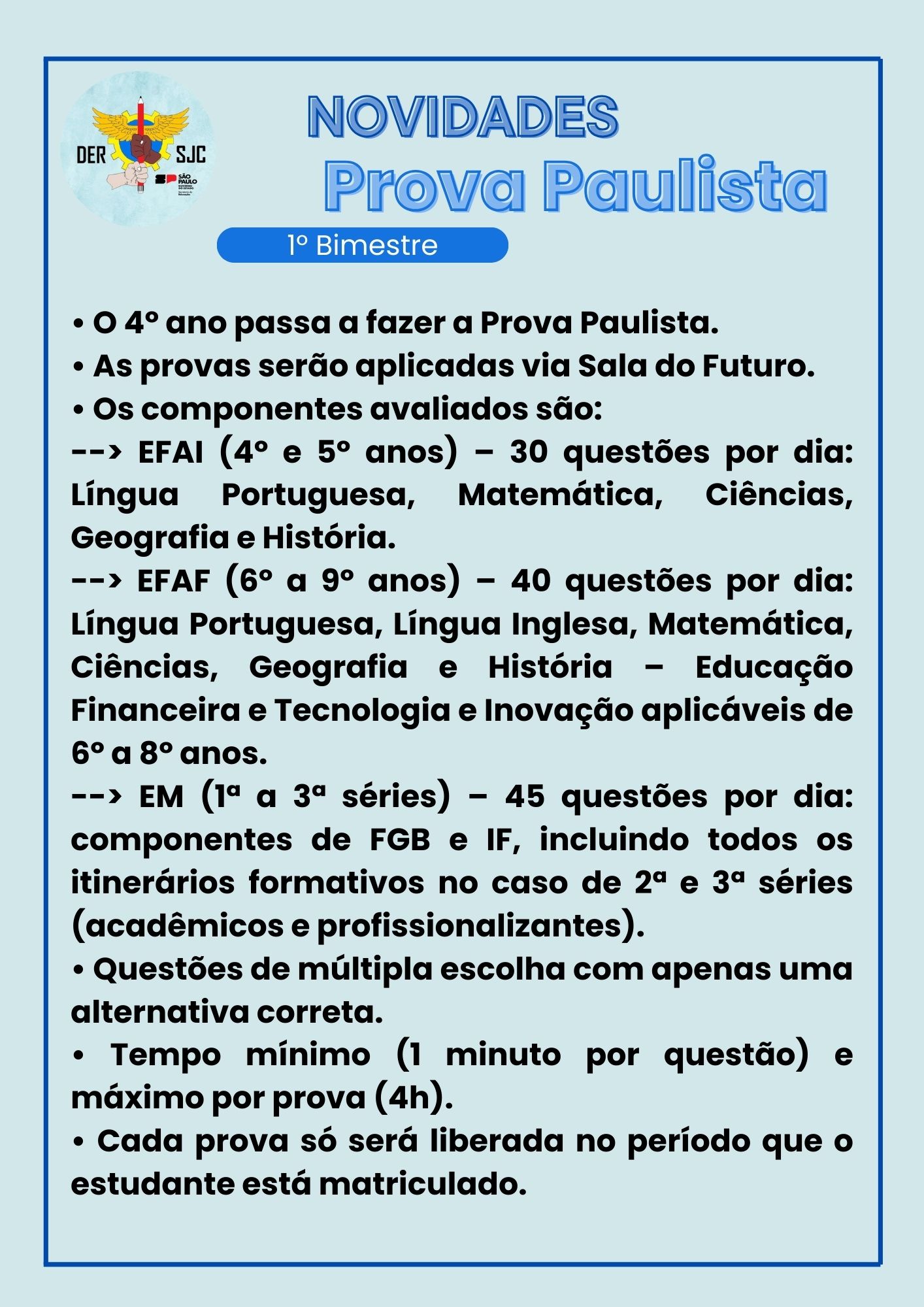 Cronograma – Prova Paulista 2025 – 1º Bimestre – Unidade Regional de ...