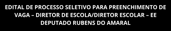 EDITAL DE PROCESSO SELETIVO PARA PREENCHIMENTO DE VAGA - DIRETOR DE ESCOLA/DIRETOR ESCOLAR - EE DEPUTADO RUBENS DO AMARAL