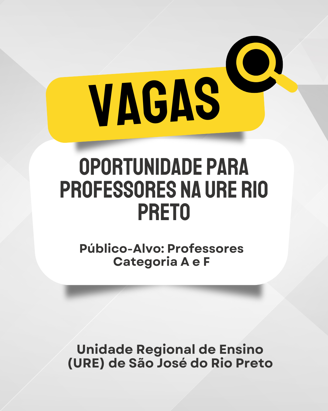 Oportunidade para Professores na URE Rio Preto