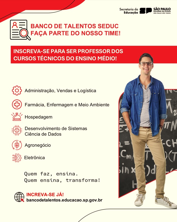 Banco de Talentos SEDUC - cadastro reserva cursos técnicos
