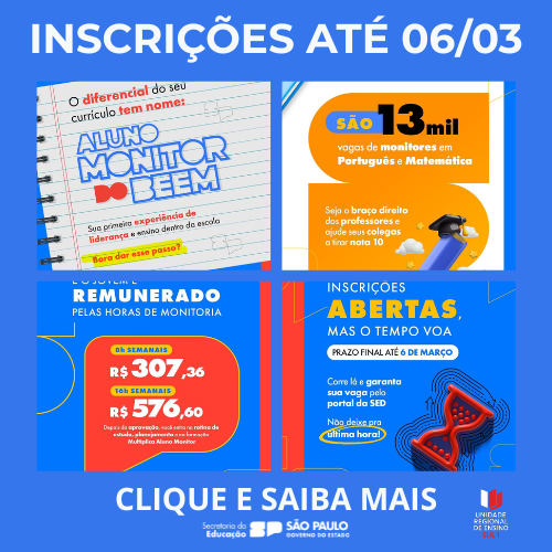 Inscrições Aluno Monitor do BEEM