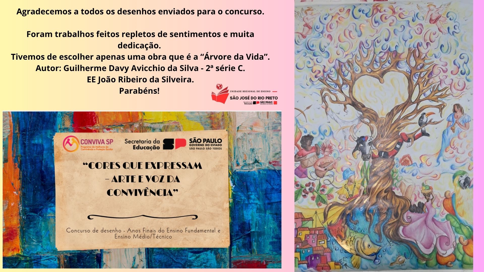 Desenho vencedor: Arvore da Vida, de Guilherme Davy Avicchio da Silva